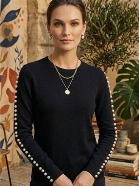 Metric Ladies Sweaters with pearl detail down sleeves-